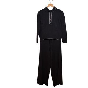 Max Studio Lounge Set Women's Small  Cropped Wide Leg Trousers Sweater